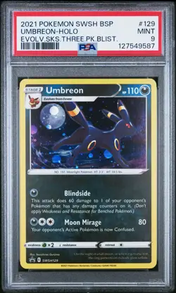 2021 POKEMON SWSH BLACK STAR PROMO #129 UMBREON-HOLO PSA 9 - Image 1