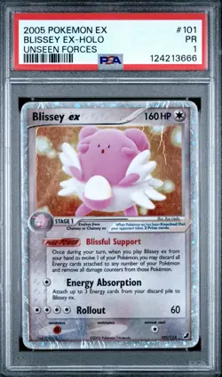 2005 POKEMON EX UNSEEN FORCES #101 BLISSEY EX-HOLO PSA 1 - Image 1
