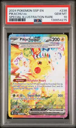 2024 POKEMON SSP EN-SURGING SPARKS SPECIAL ILLUSTRATION RARE PIKACHU EX PSA 10 - Image 1