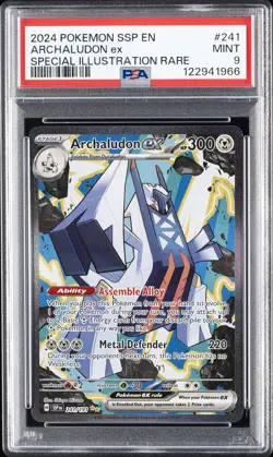 2024 POKEMON SSP EN-SURGING SPARKS SPECIAL ILLUSTRATION RARE ARCHALUDON EX PSA 9 - Image 1