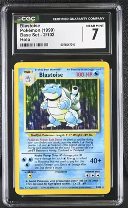 CGC 7 Blastoise 1999 Base Set 2/102 Holo Pokemon Card - Image 1