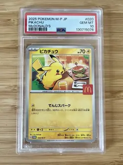 2025 POKEMON JAPANESE M-P PROMO MCDONALD'S #020 PIKACHU BURGERCHU PSA 10 - Image 1