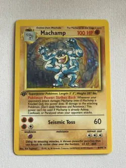 Pokemon MACHAMP 1st First Edition Base Set 8/102 Rare Holographic Card Holo - Image 1