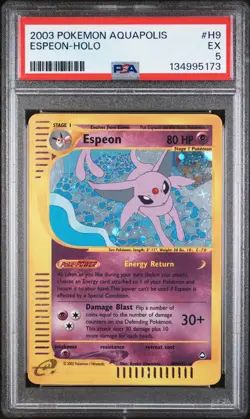 2003 Pokemon Aquapolis Espeon Holo #H9 PSA 5 EX - Image 1