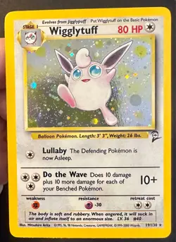 Wigglytuff 19/130 2000 Base Set 2 Pokemon Card TCG WOTC Vintage Holo Rare Nm/Vlp - Image 2