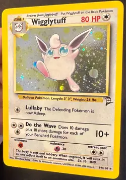 Wigglytuff 19/130 2000 Base Set 2 Pokemon Card TCG WOTC Vintage Holo Rare Nm/Vlp - Image 3