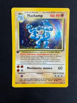 Pokemon Machamp 8/102 Set Base Rara Holo Prima Edizione Wizard ITA Carte Vintage - Image 1