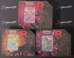 Pokemon Destined Rivals Team Rocket Tin Mewtwo Persian Nidoking Lot of 3 Sealed - Image 1