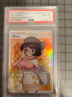 2017 POKEMON SUN & MOON BURNING SHADOWS #147 FA/WICKE BURNING SHADOWS PSA 10 - Image 1