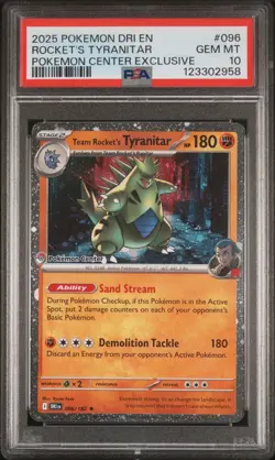 Team Rocket's Tyranitar PSA 10 Pokemon Center Exclusive Destined Rivals 096/182 - Image 2