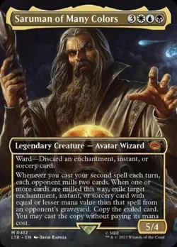 BORDERLESS FOIL - Saruman of Many Colors - MTG - LOTR Lord of the Rings - NM - Image 1