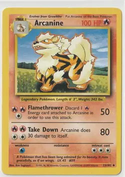 ARCANINE 23/102 UNCOMMON BASE SET POKEMON MP - Image 1