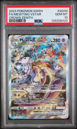 2023 POKEMON SWORD & SHIELD CROWN ZENITH #GG44 FULL ART/MEWTWO VSTAR PSA 10 - Image 1