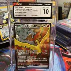 CGC 10 Team Rocket's Moltres ex 112/098 SR Glory of Team Rocket sv10 Pokemon - Image 1