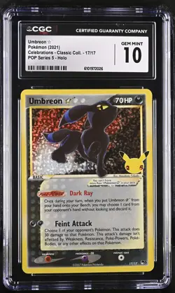 Umbreon Gold Star 17/17 Celebrations Holo Pokemon CGC 10 Gem Mint *026 - Image 1