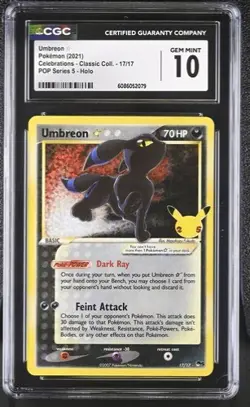 Pokemon Celebrations Gold Star Umbreon 17/17 CGC GEM MINT 10 - Image 1