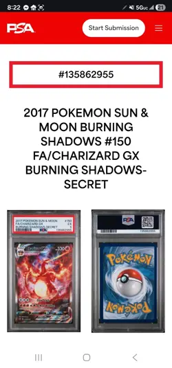 1 of 1 PSA sequential graded error Charizard GX (Secret) 150/147 Burning Shadows - Image 3