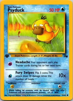 Psyduck 53/62 Fossil 1st Edition LP Pokemon Card TCG - Image 1