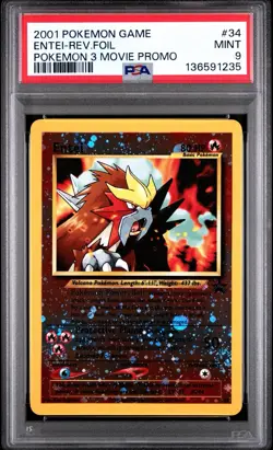 2001 POKEMON GAME MOVIE POKEMON 3 MOVIE PROMO #34 ENTEI-REVERSE FOIL PSA 9 - Image 1