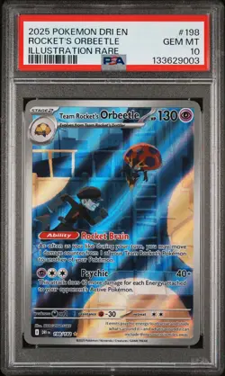 2025 POKEMON DRI ILLUSTRATION RARE #198 TEAM ROCKET'S ORBEETLE PSA 10 - Image 1