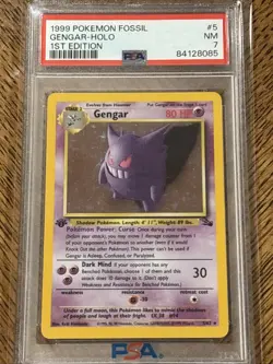 Pokemon TCG Fossil Gengar Holo Rare First Edition PSA 7 - Image 1