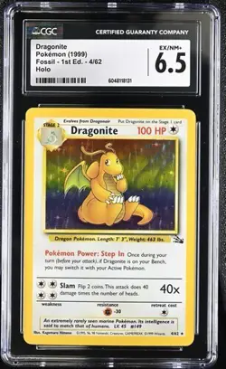 Dragonite Holo Rare CGC 6.5 EX/NM+ (1999) Pokemon Fossil #4/62 Vintage Unlimited - Image 1