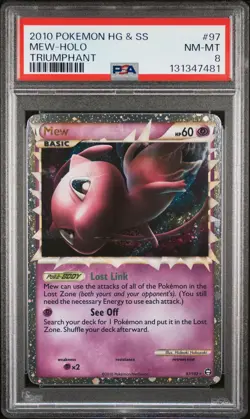 2010 POKEMON HEARTGOLD & SOULSILVER TRIUMPHANT #97 MEW-HOLO PSA 8 - Image 1