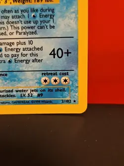 Blastoise 2/102 Base Set Holo Pokemon Card MP/LP- - Image 4