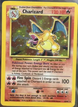 Pokemon TCG Charizard Base Set Holo Unlimited Rare Card LP - Image 1