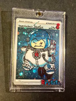 Pokemon Rocket's Snorlax EX 104/109 Holo Card Team Rocket Returns Hand Draw DIY - Image 1