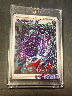RAYQUAZA HOLO 2005 POKEMON GOLD STAR #107/107 Hand Draw DIY Holo Energy Card 🌀 - Image 4