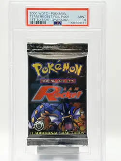 2000 Pokemon Team Rocket 1st Edition Booster Pack PSA 9 MINT Gyarados Art - Image 1