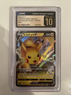 2020 Amazing Volt Tackle Pikachu V CGC Pristine Black 10 Japanese #030/100 Holo - Image 1