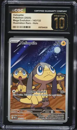 Helioptile 143/132 Illustration Rare Holo Mega Evolution Pokemon CGC 10 Pristine - Image 1