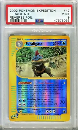 PSA 9 MINT Pokemon FERALIGATR Reverse Holo Rare 2002 Expedition #47/165 WOTC - Image 1