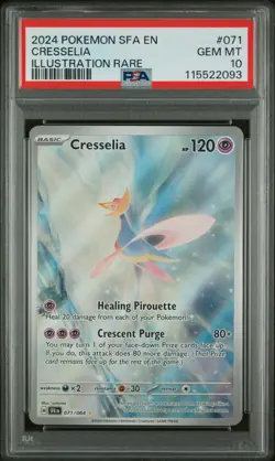 2024 POKEMON SFA EN-SHROUDED FABLE ILLUSTRATION RARE #071 CRESSELIA PSA 10 - Image 2