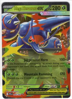 Pokemon Mega Heracross ex - Holo Double Rare ME02: Phantasmal Flames 004/094 NM - Image 1