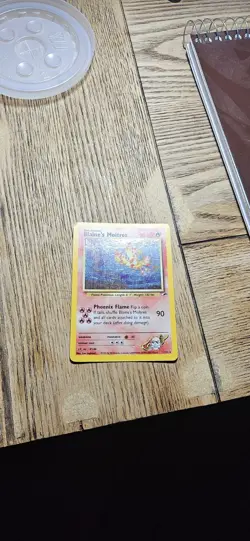 Pokemon TCG Blaine's Moltres Holo Card 001/132 Vintage Gym Heroes [Swirl] MP - Image 3