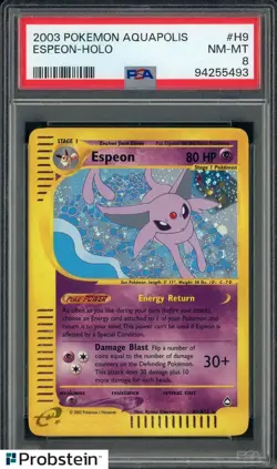 2003 Pokemon Aquapolis #H9 Espeon Holo PSA 8 NM-MT - Image 1