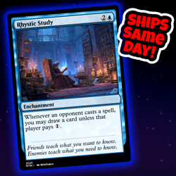 Rhystic Study - Custom Art Magic: The Gathering Playtest Card - Commander EDH - Image 1