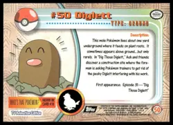 Topps Pokemon Diglett #50 1999 TV Animation Edition Non Holo Black Logo NM - Image 2