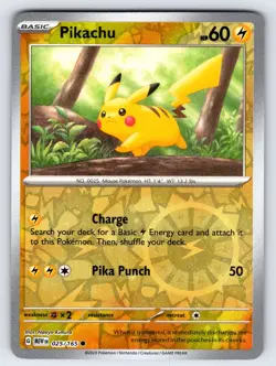 Pikachu 025/165 S&V Pokemon 151 Pokemon Card Reverse Holo Cosmos Promo - Nm - Image 1