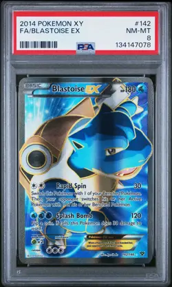 2014 Pokemon XY Full Art Blastoise EX 142/146 #142 PSA 8 - Image 1