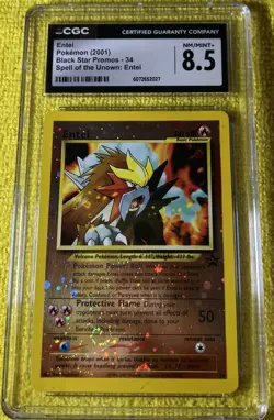 2001 ENTEI 34 REVERSE HOLO BLACK STAR PROMO POKEMON CGC 8.5 NM/MINT SWIRL 🍥 - Image 1