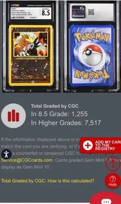 2001 ENTEI 34 REVERSE HOLO BLACK STAR PROMO POKEMON CGC 8.5 NM/MINT SWIRL 🍥 - Image 3