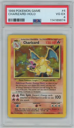 1999 POKEMON BASE SET UNLIMITED #4 CHARIZARD-HOLO PSA 4 - Image 1