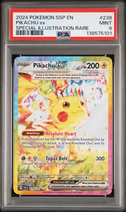 2024 POKEMON SSP EN-SURGING SPARKS SPECIAL ILLUSTRATION RARE PIKACHU EX PSA 9 - Image 1