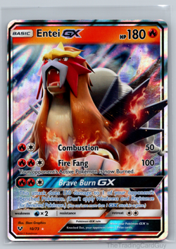 Entei GX 10/73 Ultra Rare Holo Shining Legends Pokemon TCG NM 001 - Image 1