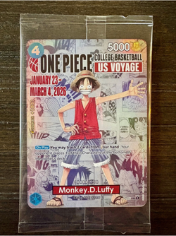 One Piece Monkey D. Luffy US Voyage College Basketball Promo Card SEALED PRESALE - Image 1