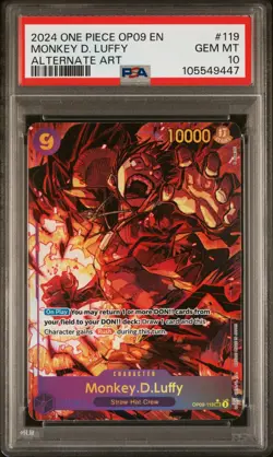 PSA10 ONE PIECE Monkey D. Luffy (Alt Art) OP09-119 SEC Emperors in the New World - Image 1